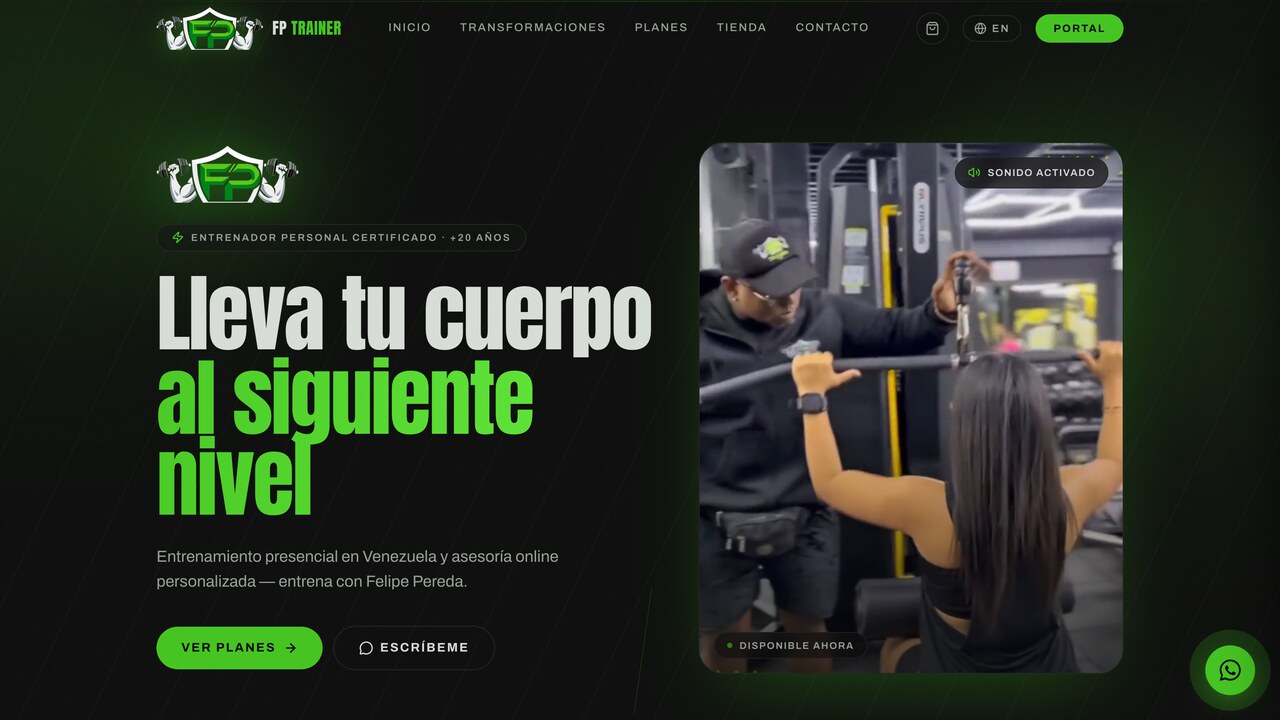 FP Trainer personal training website and client portal