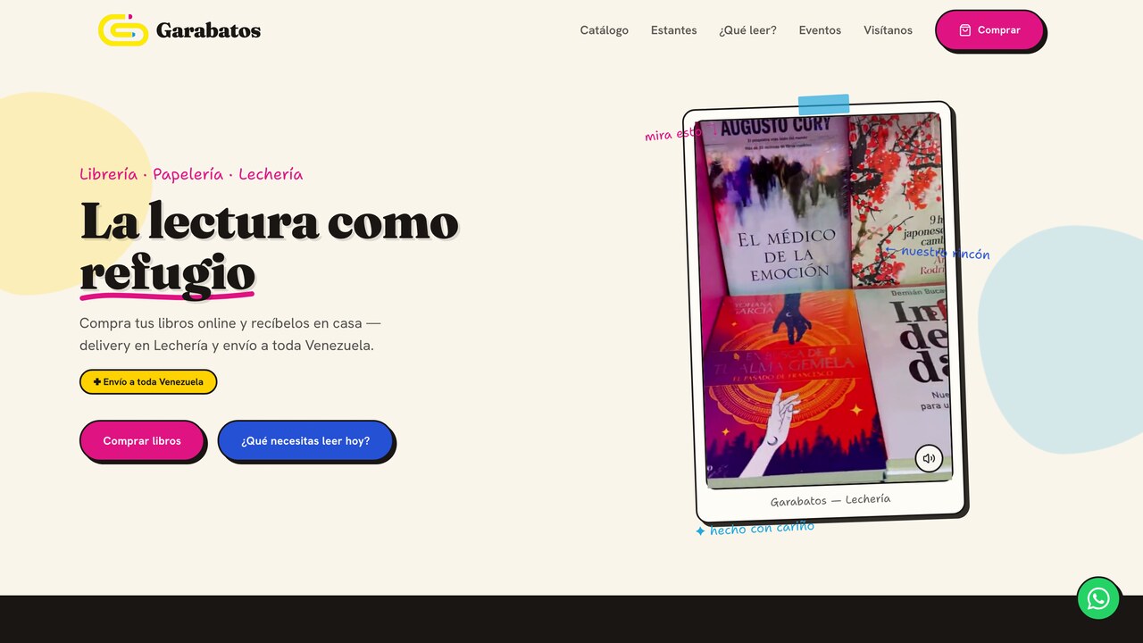 Garabatos bookshop and stationery online store website