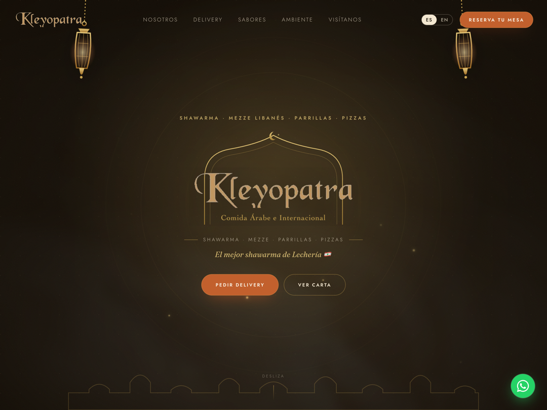 Kleyopatra Arabic restaurant website and mobile app