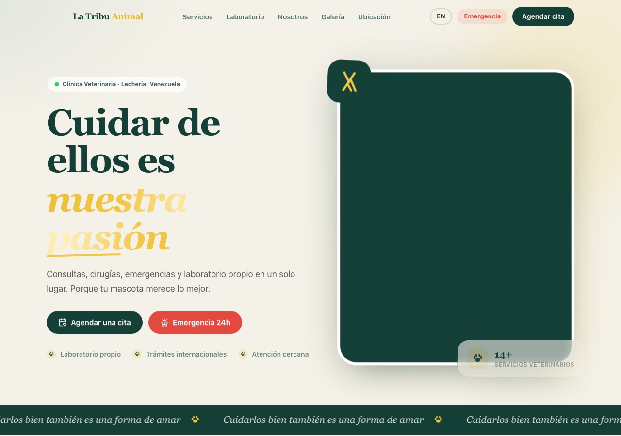 La Tribu Animal veterinary clinic website