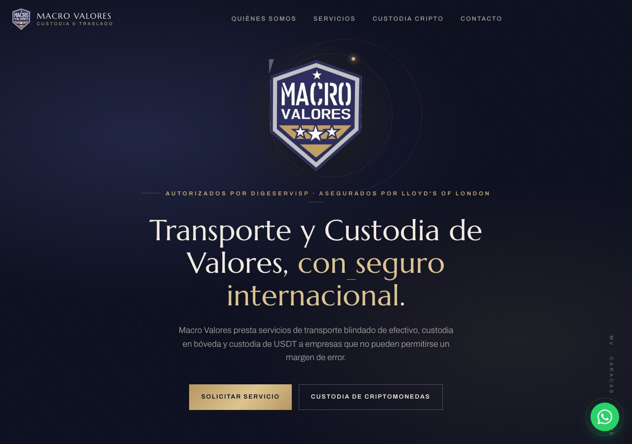 Macro Valores armored transport and valuables custody website