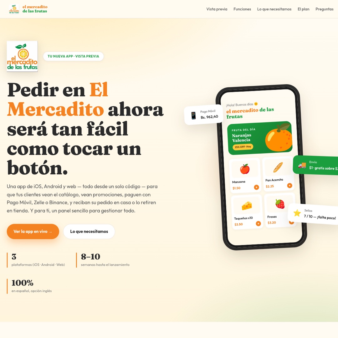 El Mercadito de las Frutas delivery app