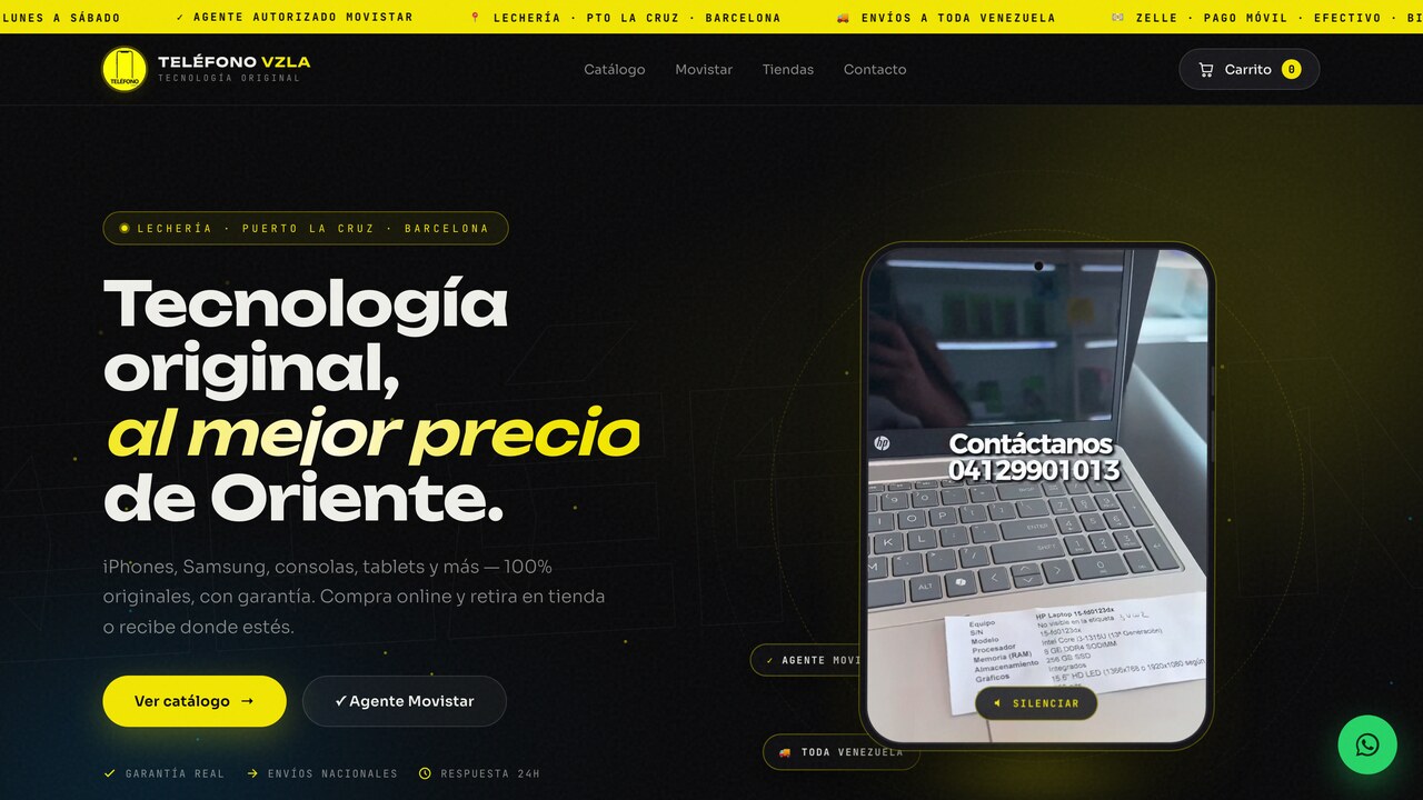Tel&eacute;fono Vzla electronics and Movistar agent store website