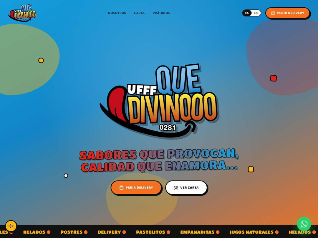 Uff Que Divino desserts and delivery website and mobile app